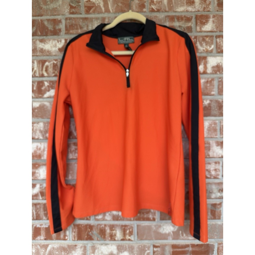 L-RL Lauren Active Waffle Knit ORANGE Pullover 1/4 Zip XL Golf Tennis Hiking